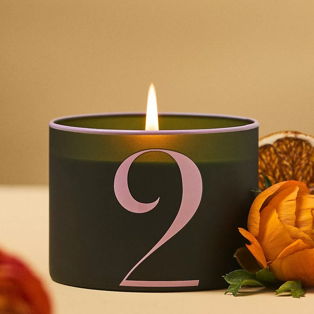 Anthropologie Number 2 Fruity Coconut & Amber Glass Candle